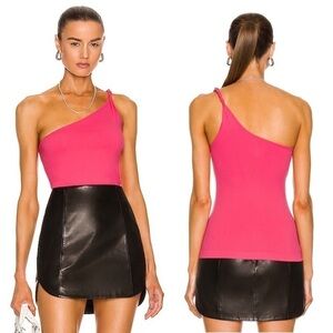 Helmut Lang Asymmetric Twist One-Shoulder Tank Pink XS/S NWT